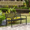 Gardenised Outdoor Powder Coated Steel Park Bench, Garden Bench with Pop Up Middle Table, Lawn Decor Seating Bench for Yard, Patio, Garden, Balcony, and Deck QI003461L